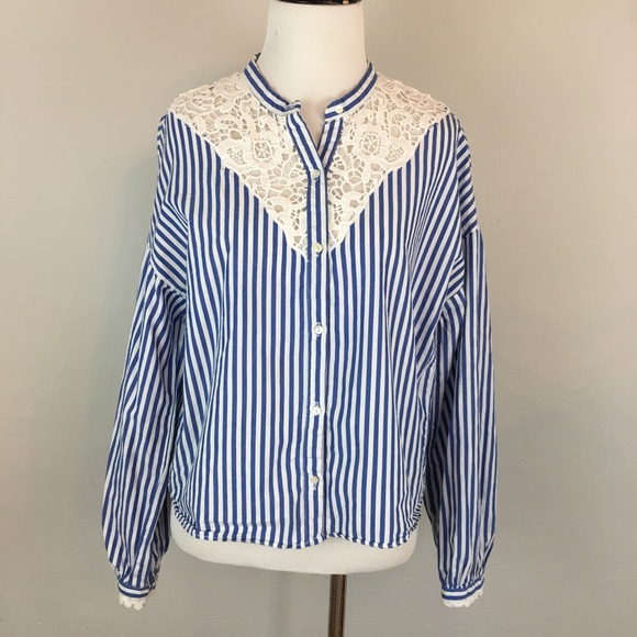 Zara Tops - Zara Trafaluc Blue White Striped Blouse XS